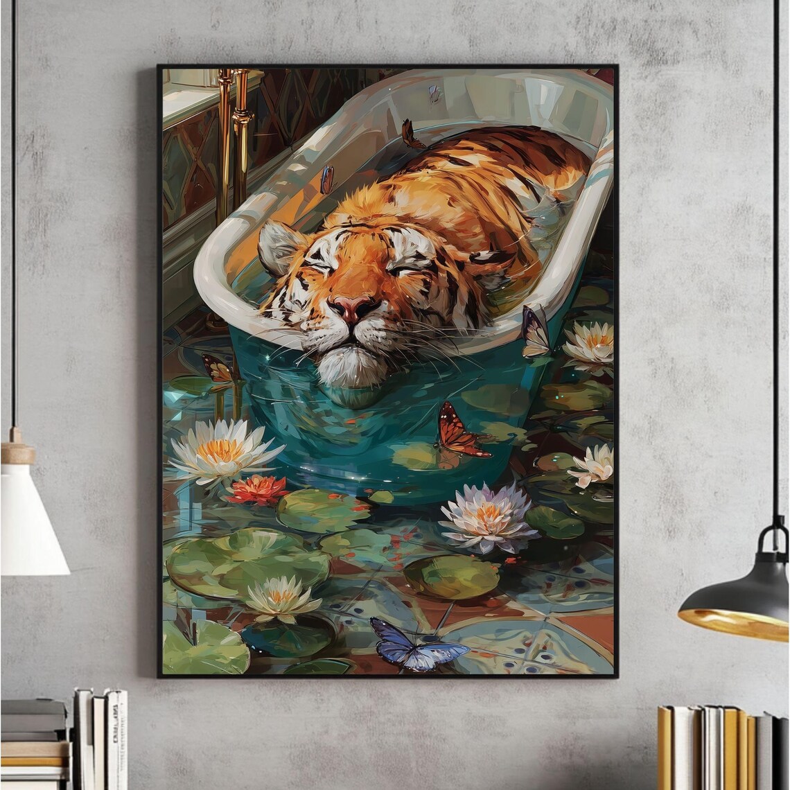 Trendy Tiger Maximalist Poster, Eclectic Decor