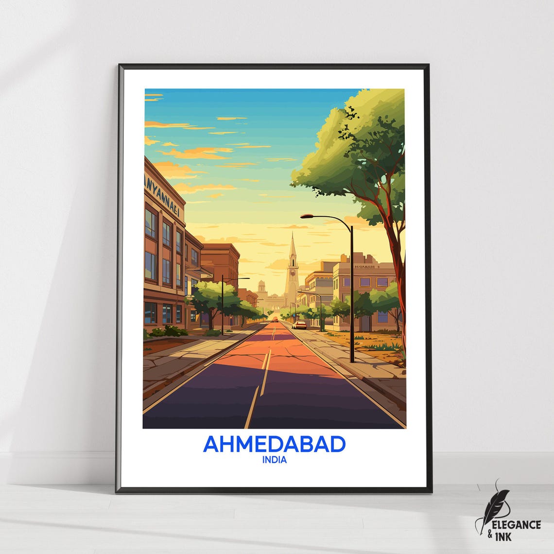 Ahmedabad Travel Print Wall Artahmedabad Minimalist Painting Home Decorahmedabad City Photoahmedabad Modern Poster Artwork