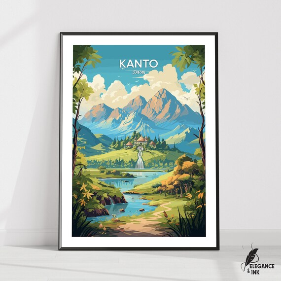 Kanto Wall Hanging Posterkanto Flat Vector Illustration Canvasjapan Handmade Wooden Frame And Unframed Colorful Vintage Gift