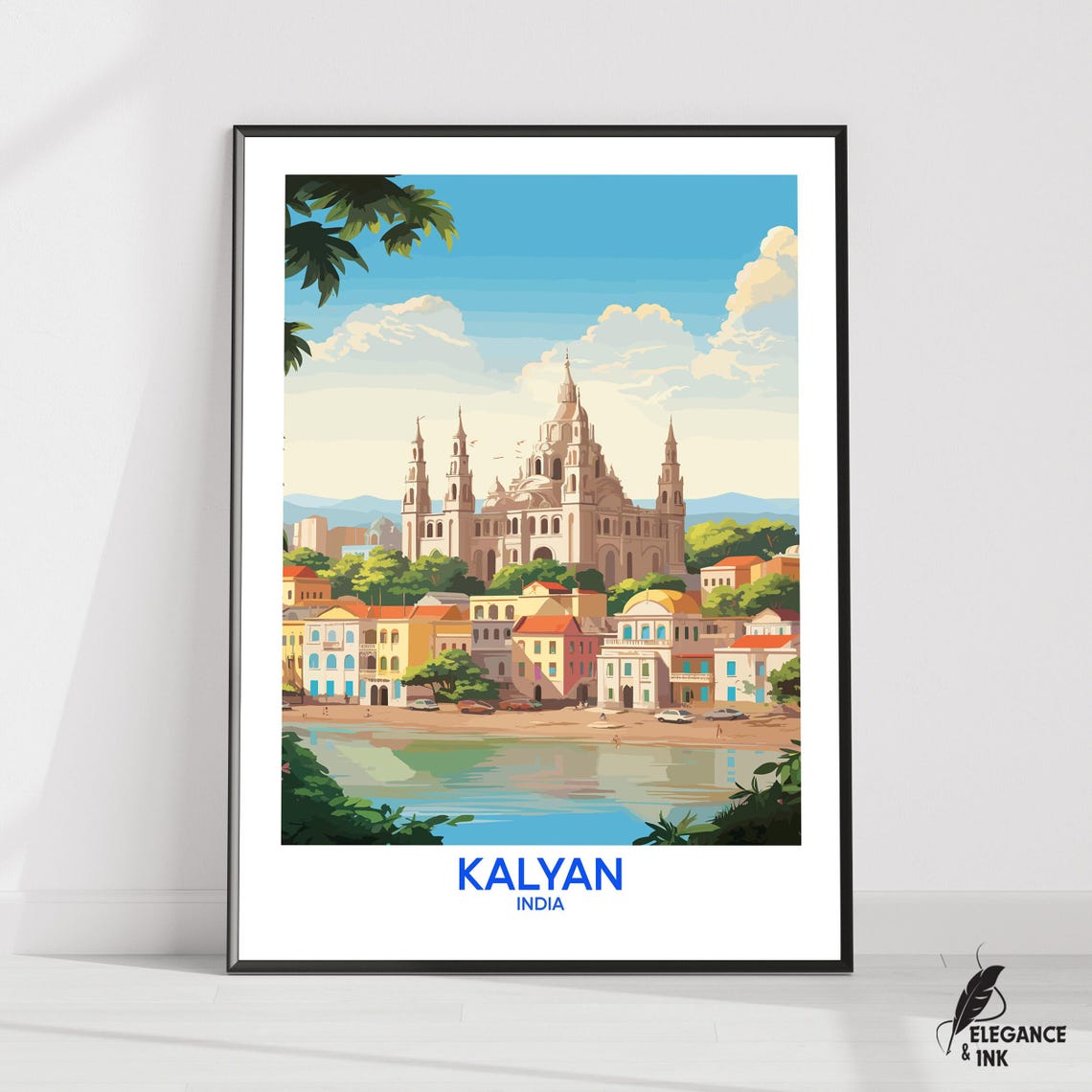 Kalyan India Waterfront Cathedral Travel Poster Bottom Edition