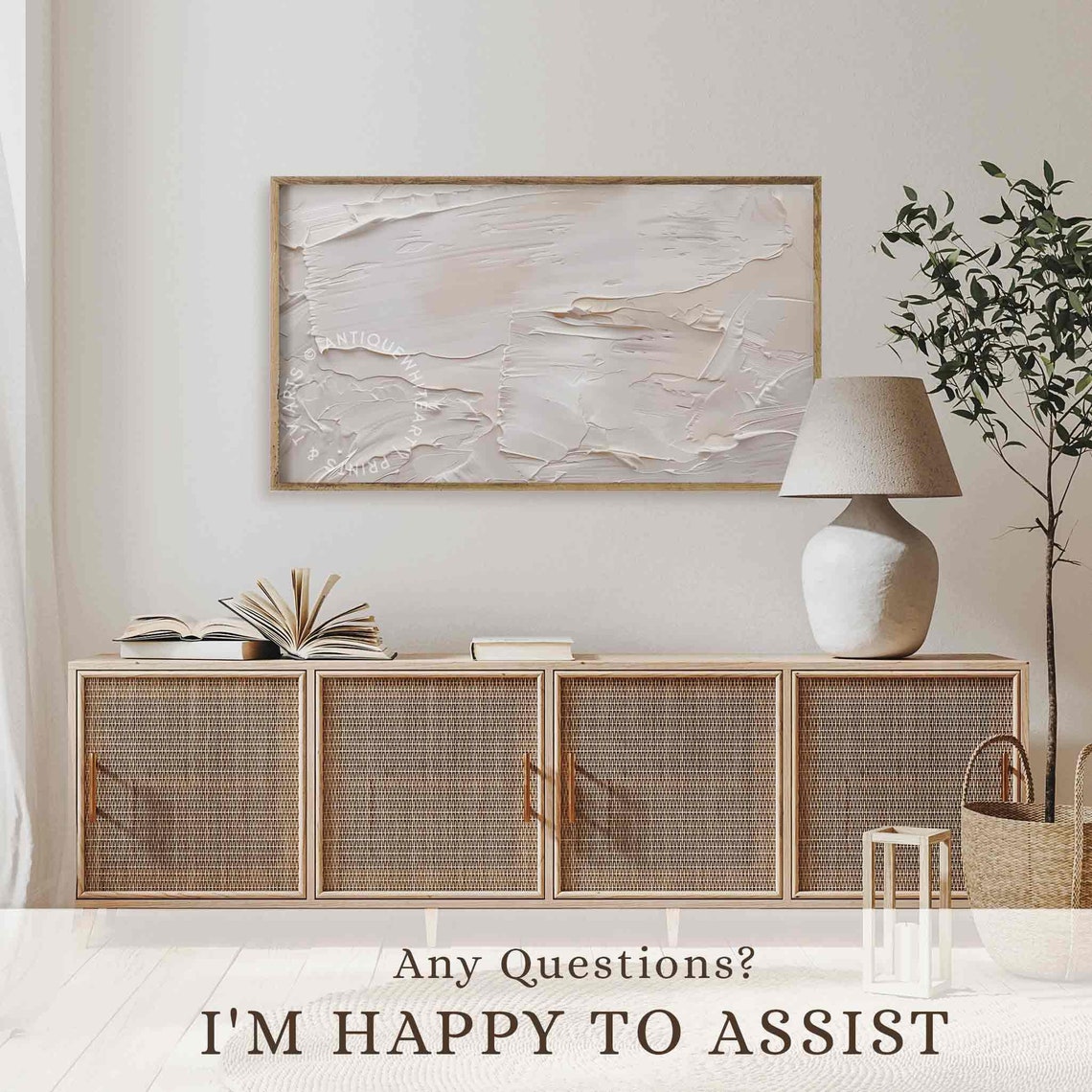 White Textured 3D Abstract Plaster Palette Knife Art Wall TV Poster - Image 4