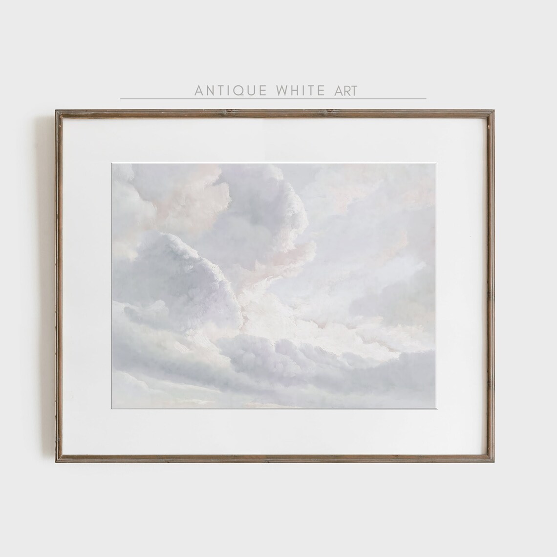 Vintage Clouds Antique Oil Painting Sky Art Print - Image 2