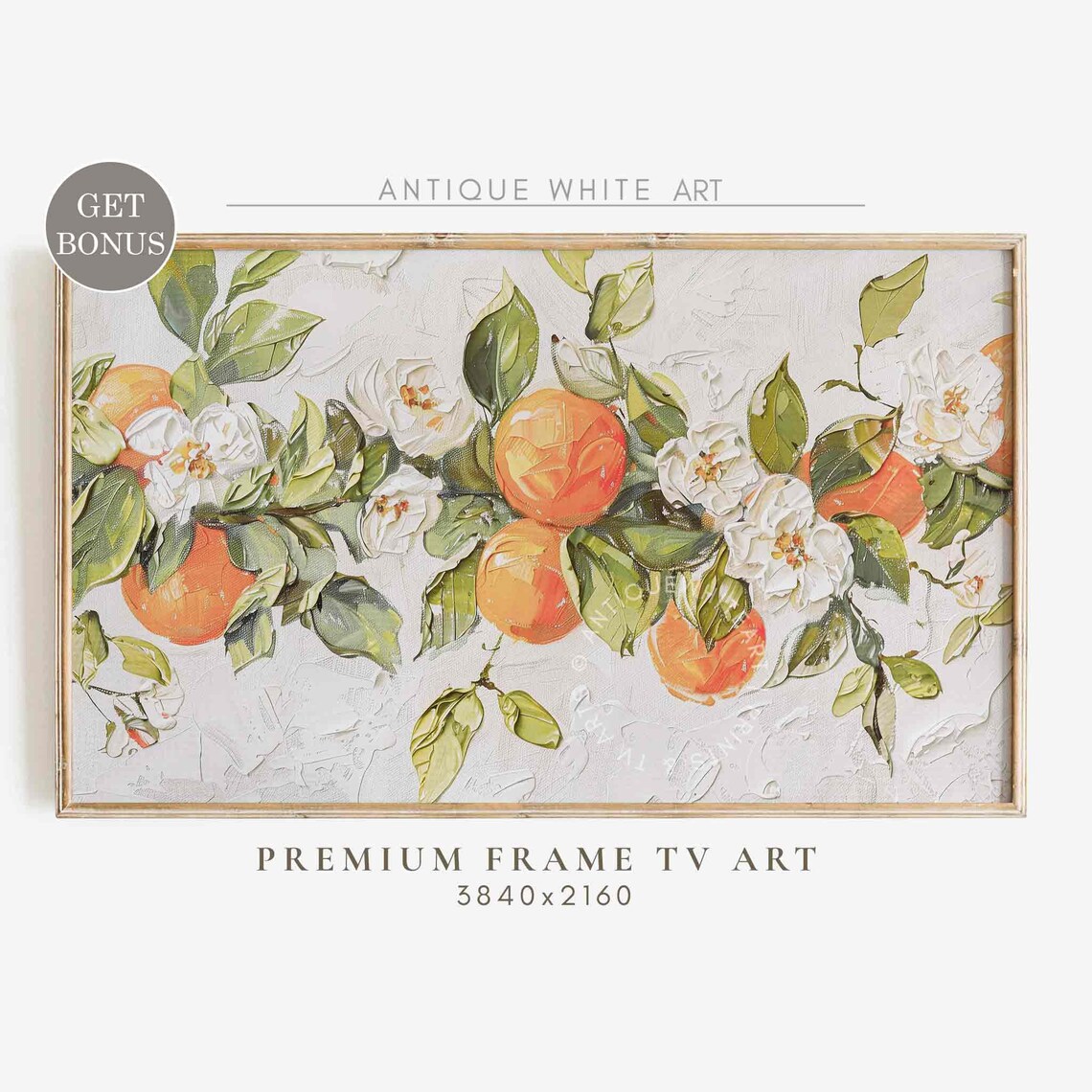 Neutral Frame TV Art Summer Botanical Citrus Art