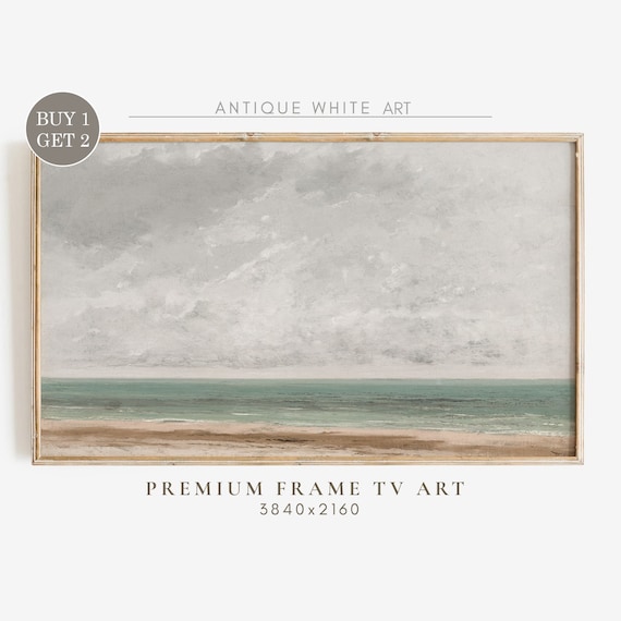 Summer Coastal Minimalist Painting, Neutral Seascape Art Print