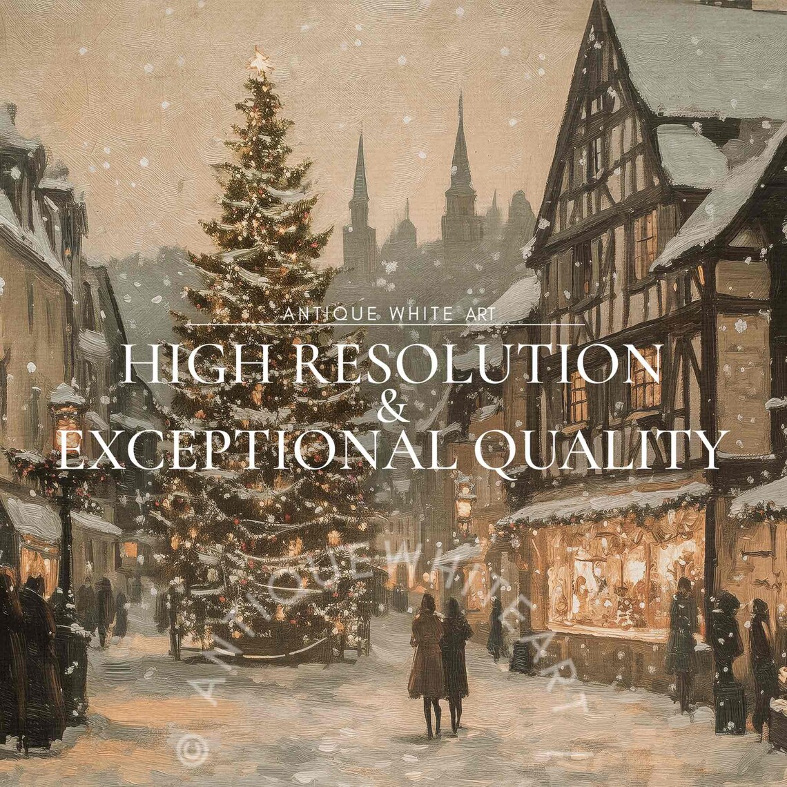 Christmas Tree Frame TV Art, Farmhouse Vintage Town - Image 4