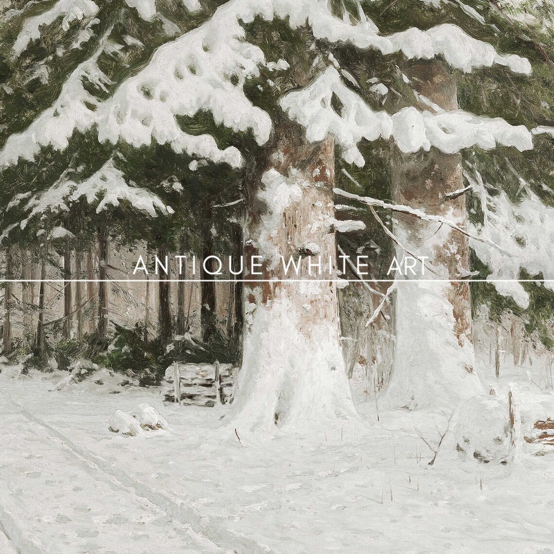 Vintage Snowy Winter Landscape Art Print - Image 5
