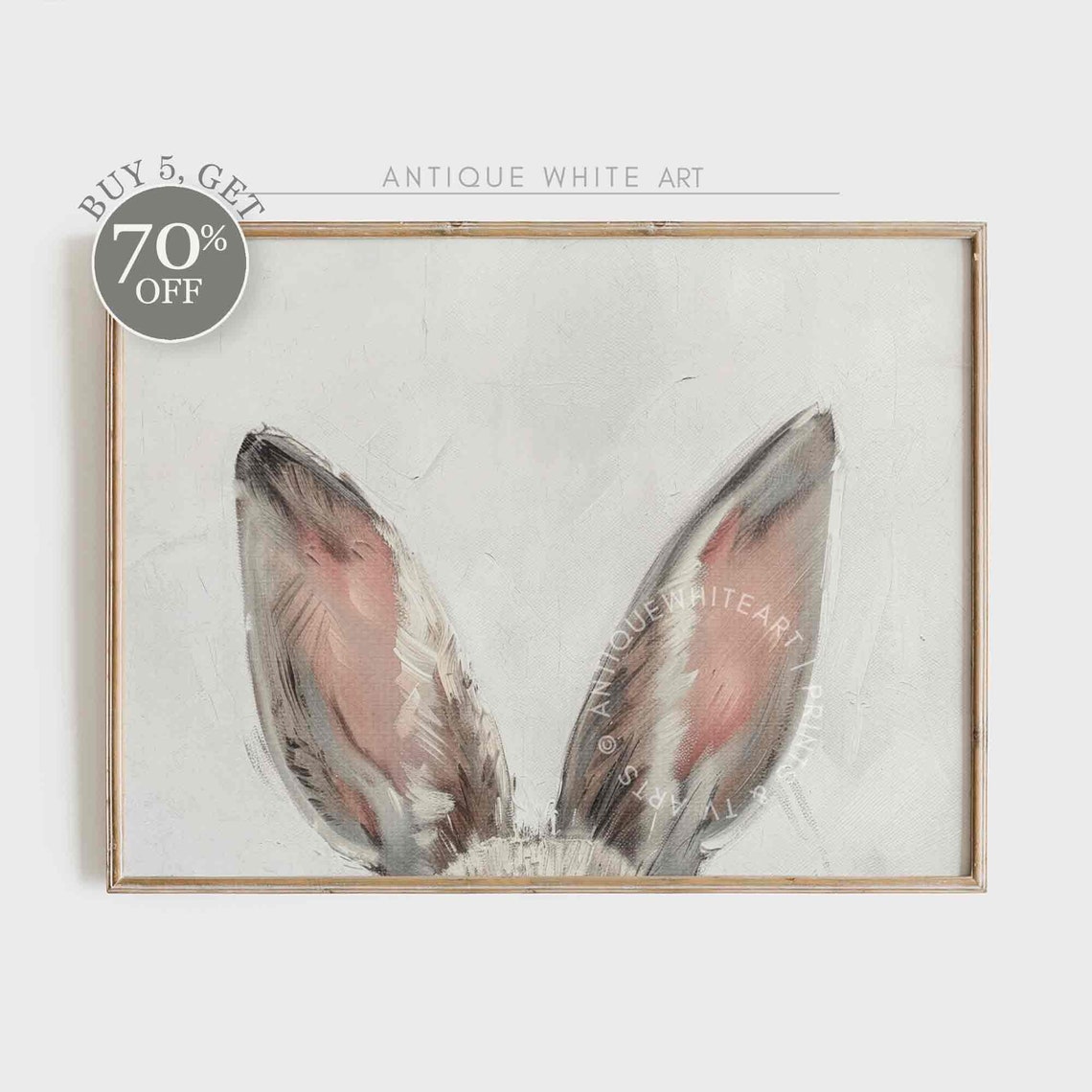 Easter Bunny Wall Art Bunnys Ears Art Print Rabbit Painting Nursery Print Cute Easter Decor Instant A220