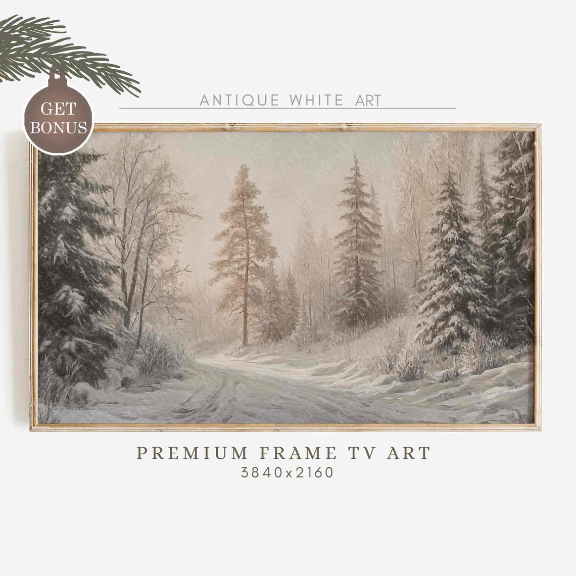 Misty Snowy Forest Path With Tall Pines Winter Landscape Wall Art