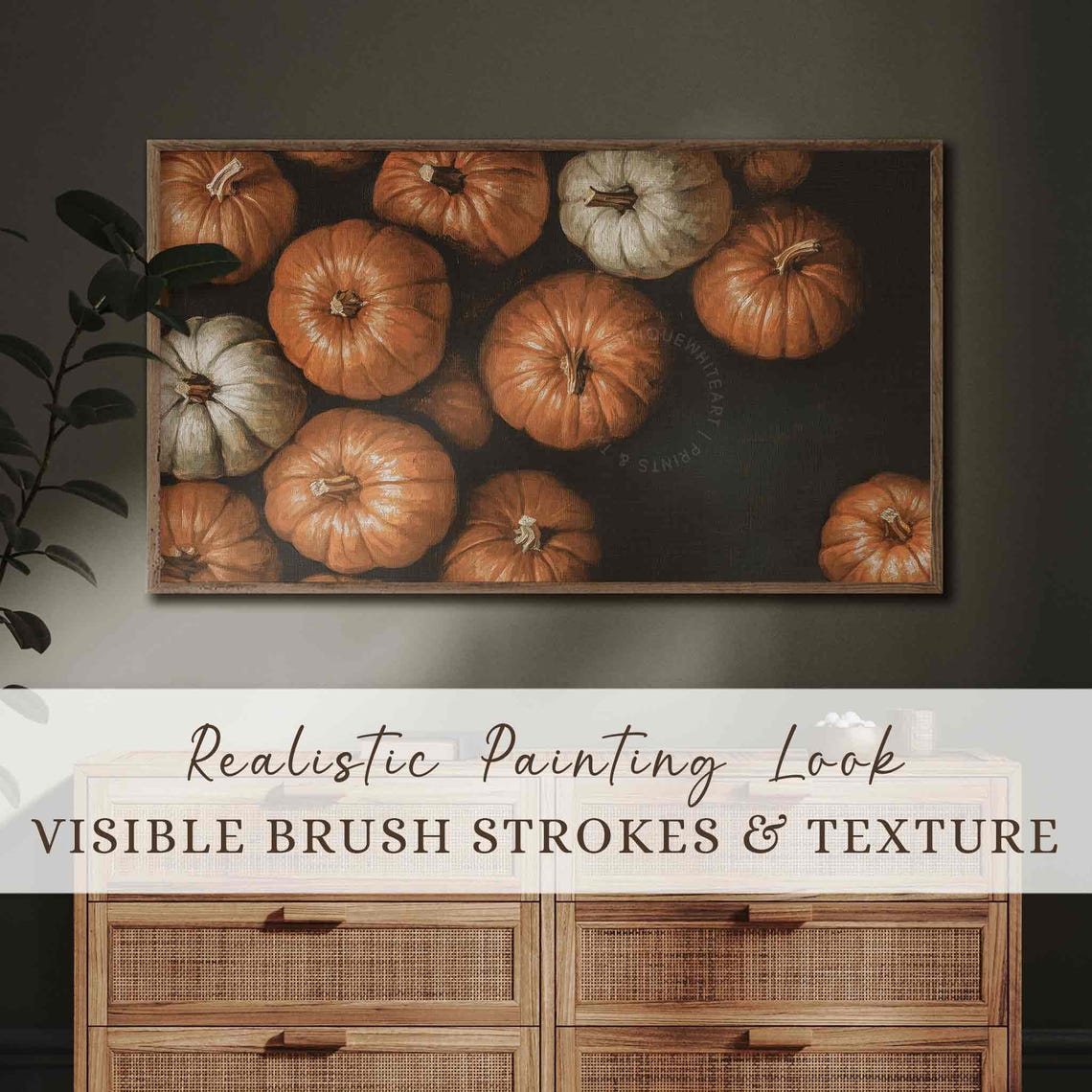 Thanksgiving Frame Tv Art Dark Pumpkin Art Moody Fall Painting For Tv Vintage Style Thanksgiving Painting Halloween Screensaver Tv523 - Image 3