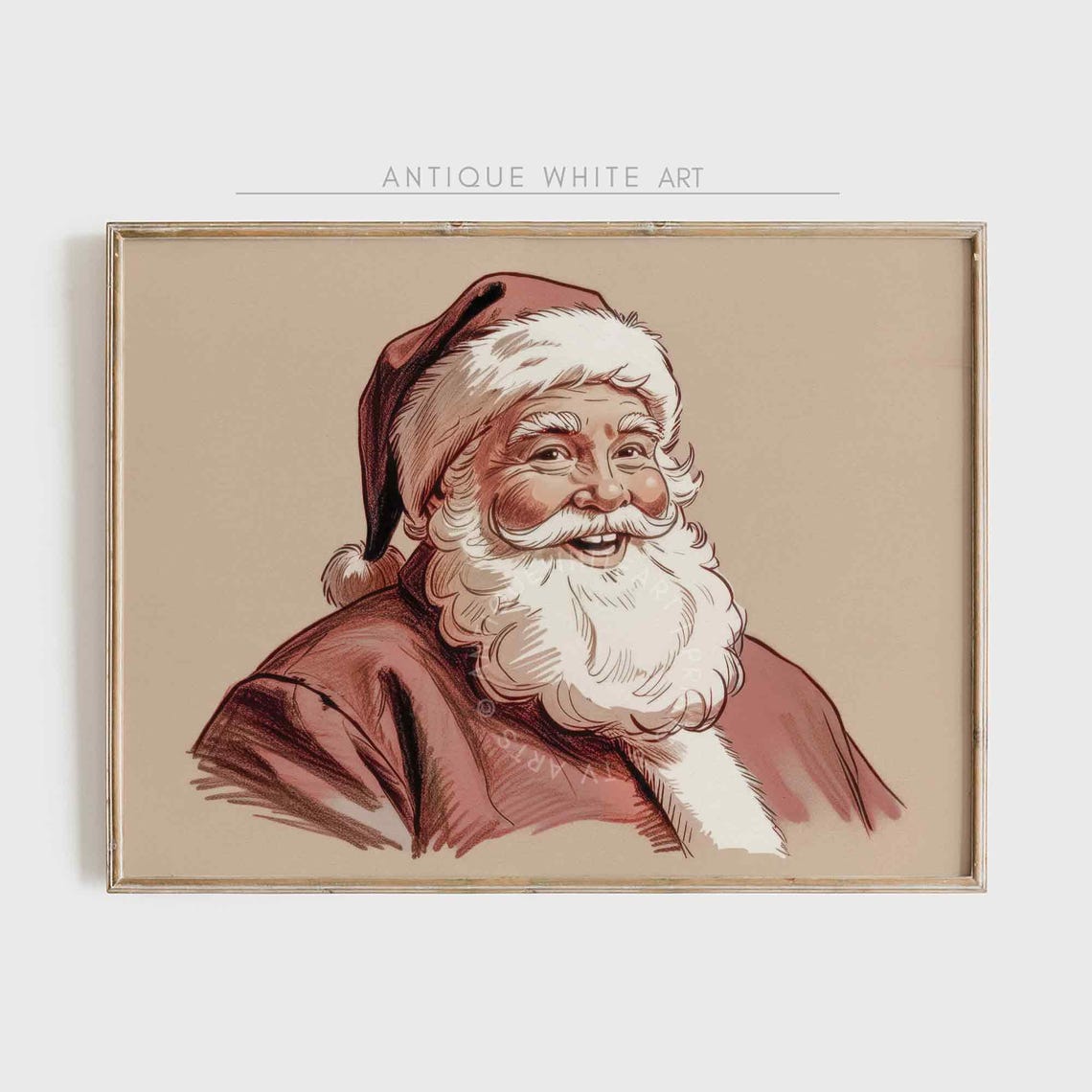 Santa Claus Portrait Print Christmas Painting Winter Holidays Wall Art Moody Winter Wall Art Farmhouse Christmas Decor W140