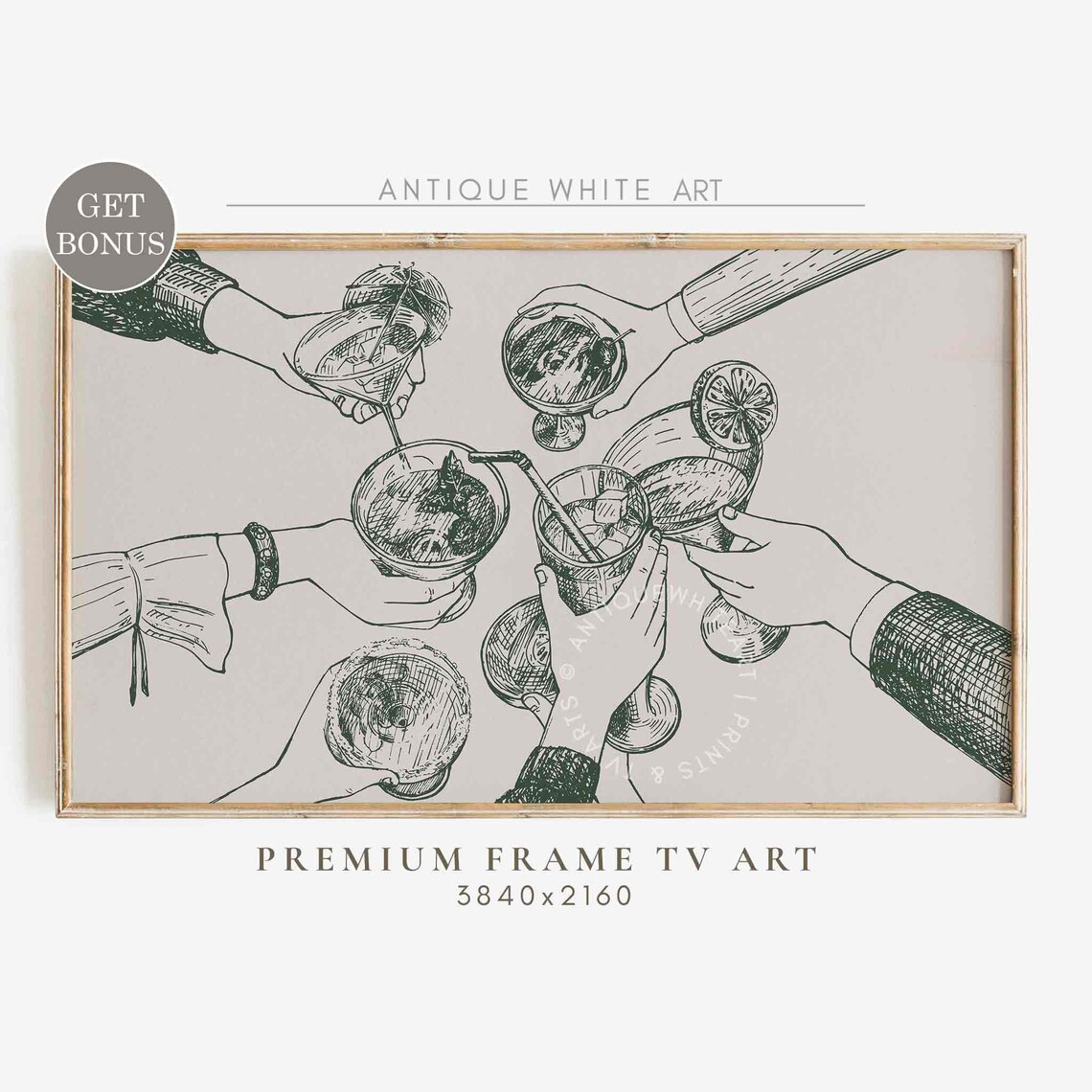 Cheers Cocktail Toast Sketch Minimalist Party Bar Drink Illustration Neutral Wall Poster
