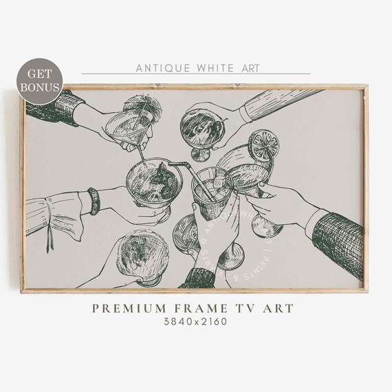 Cheers Cocktail Toast Sketch Minimalist Party Bar Drink Illustration Neutral Wall Poster