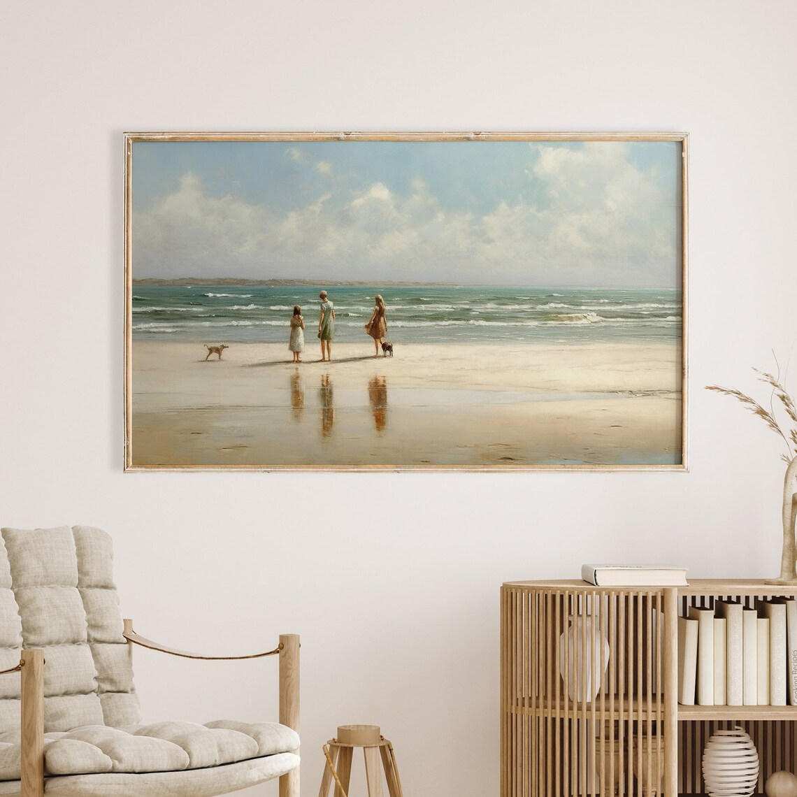 Neutral Coastal Landscape Vintage Beach House Art Print - Image 2