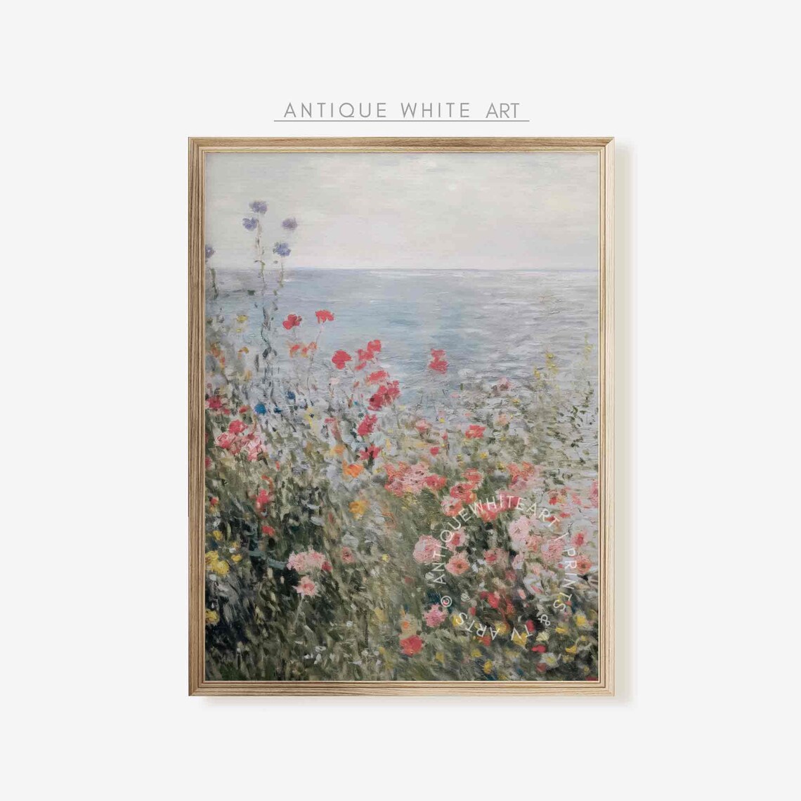 Coastal Wildflowers Vintage Summer Field Art Print
