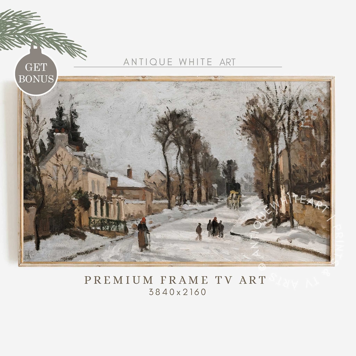 Vintage Winter Christmas Snowy Landscape Art Print