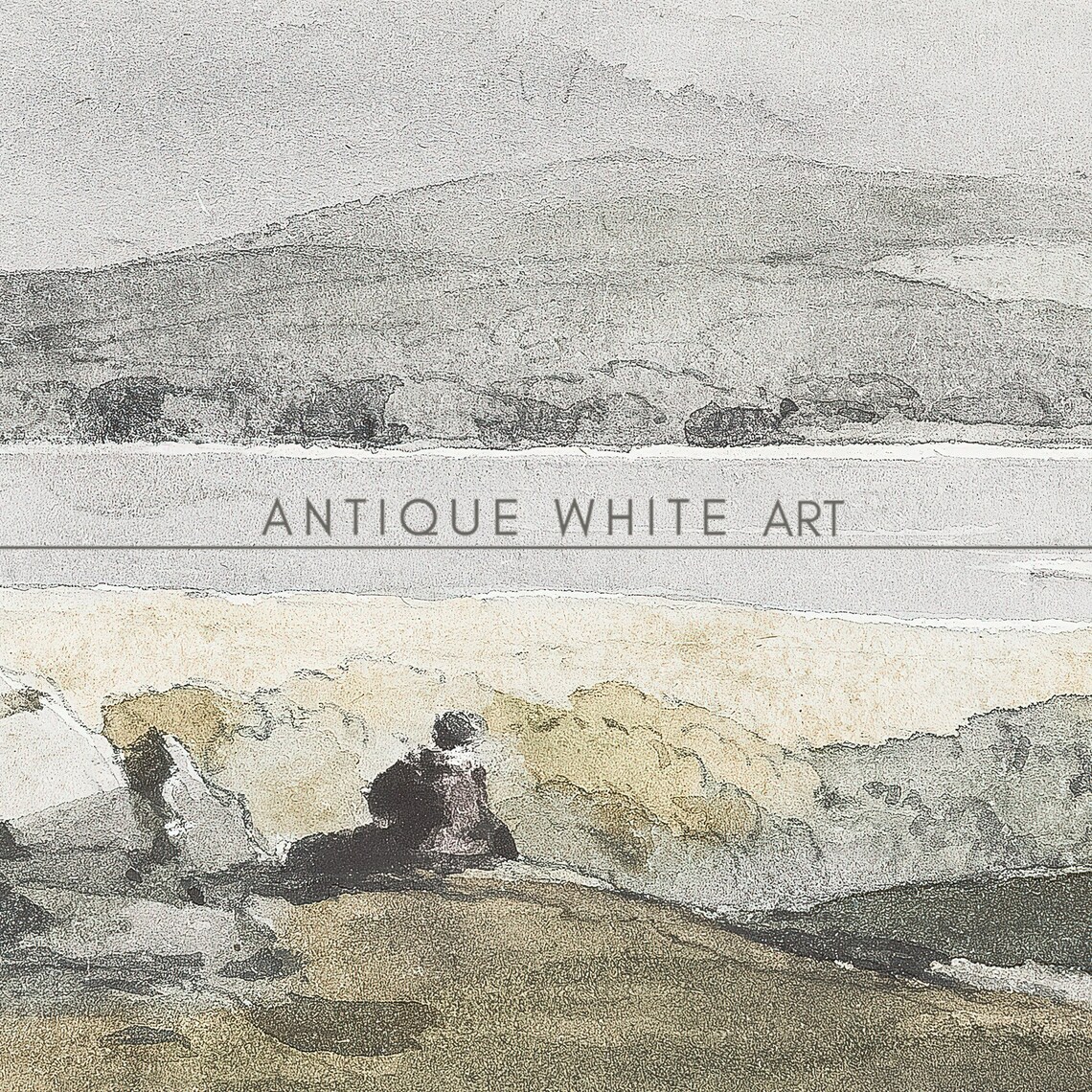 Vintage Mountain Art Print, Neutral Minimalist Landscape - Image 2