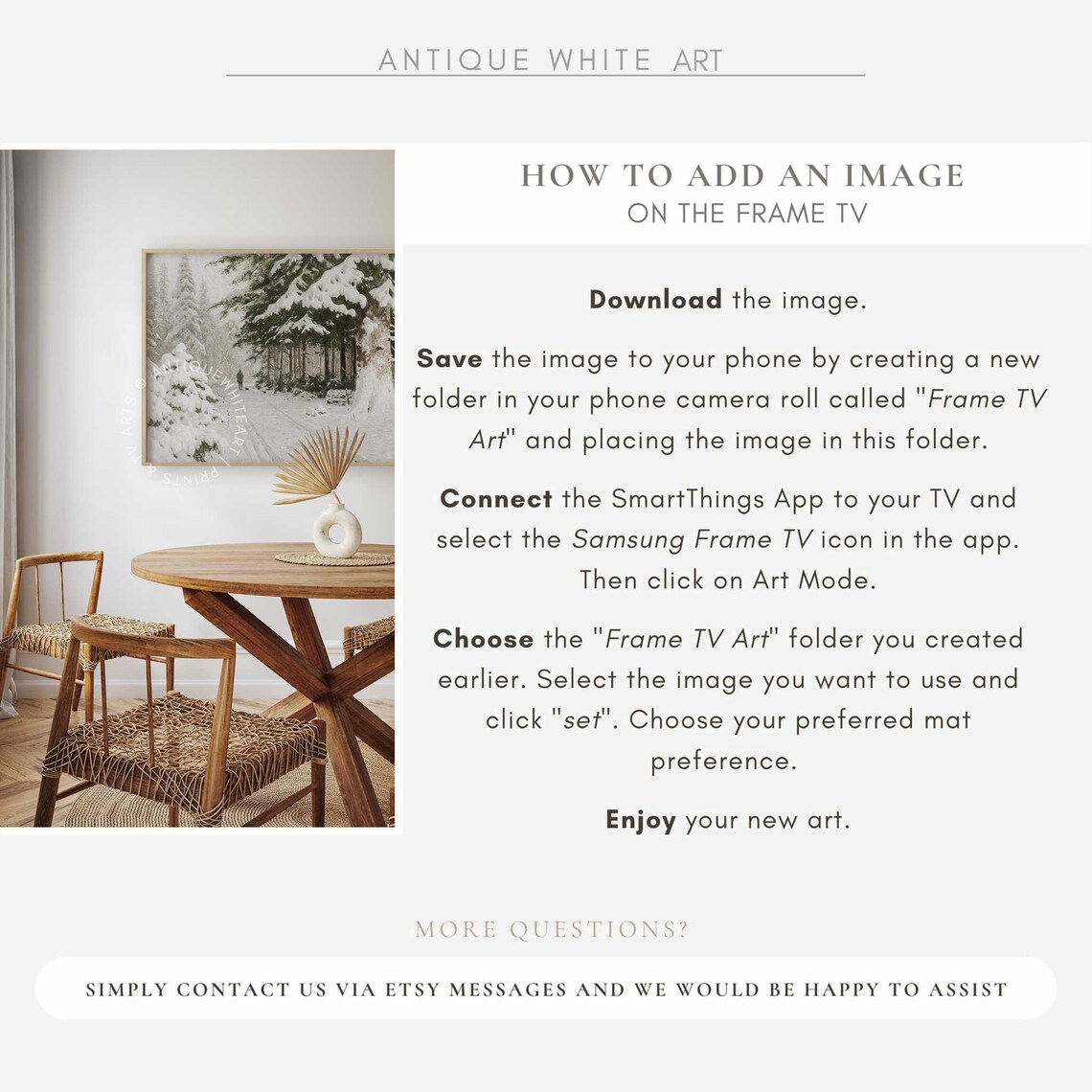 Vintage Snowy Winter Landscape Art Print - Image 2