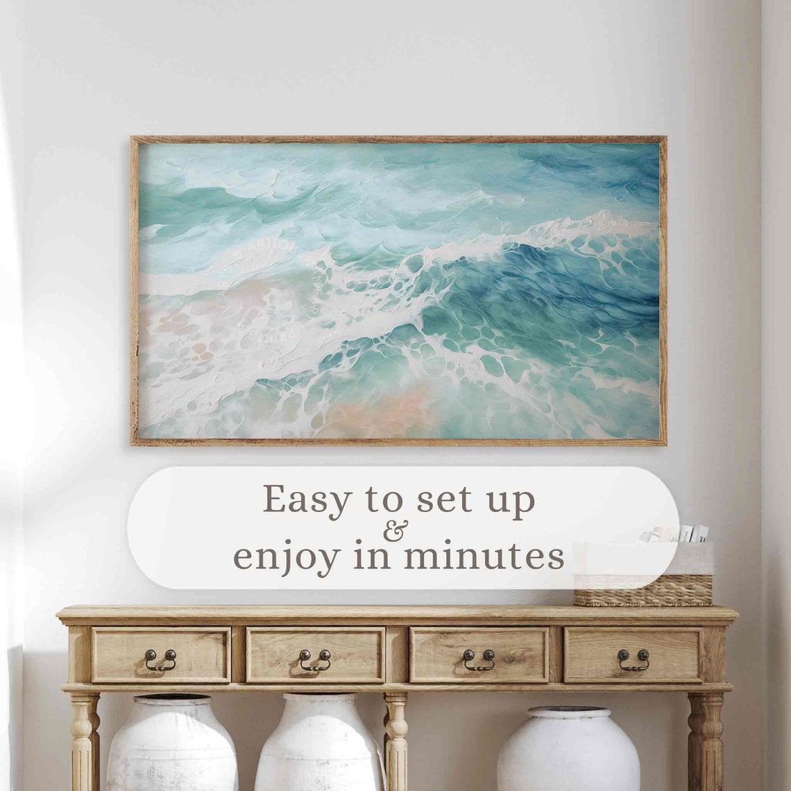 Abstract Ocean Wave Texture Turquoise Blue Seascape Art Wall Poster - Image 4
