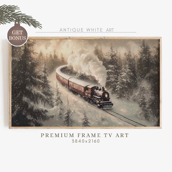 Frame Tv Christmas Express Train Moody Winter Landscape Frame Tv Art Snowy Railroad Christmas Tv Art Wa97
