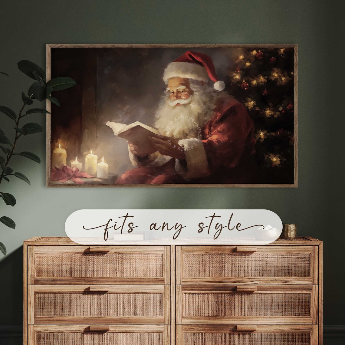 Santa Claus Farmhouse Christmas Art Print - Image 3