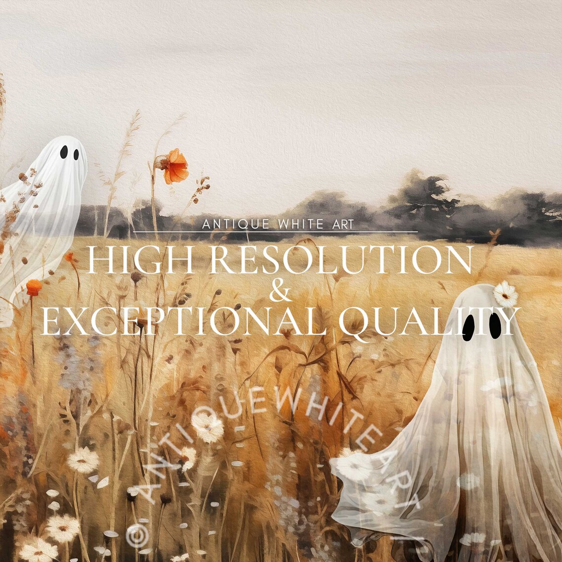 Halloween Wildflower Field Vintage Fall Landscape - Image 4