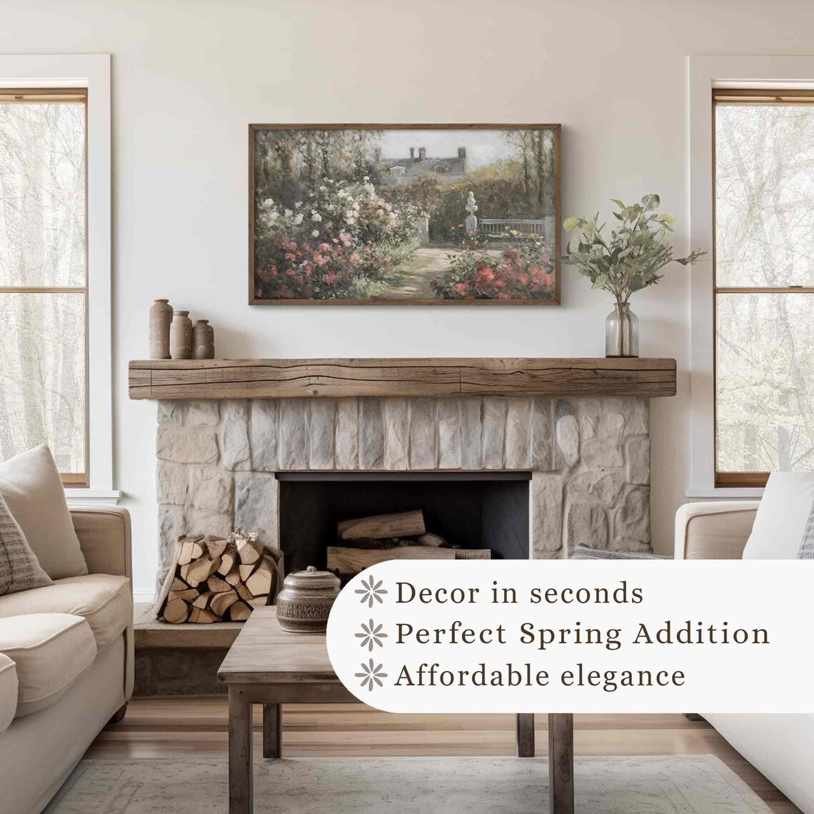 Cottage Rose Garden Farmhouse Wall Art Print - Image 4