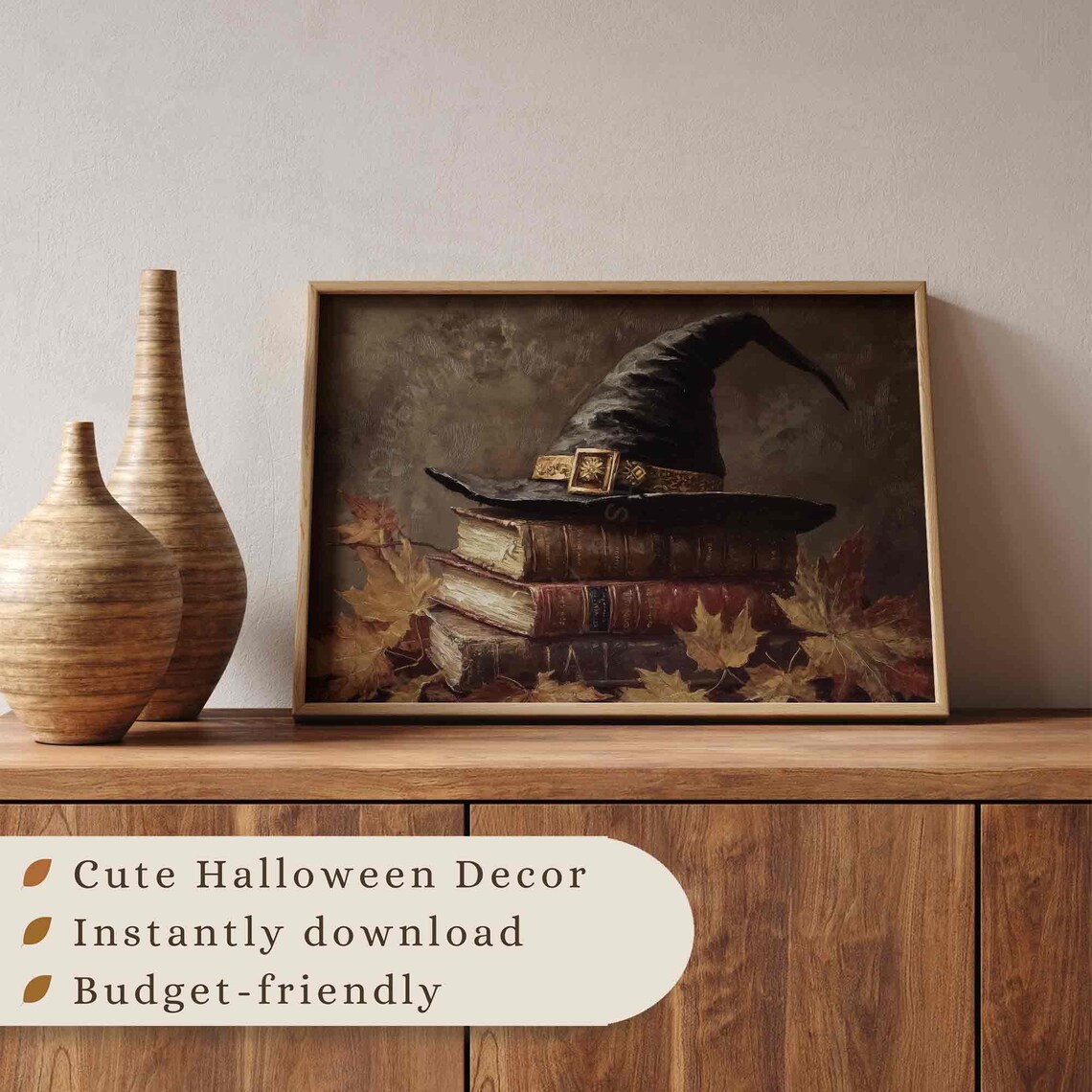 Halloween Witchy Black Cat Art Print, Classic Decor - Image 3