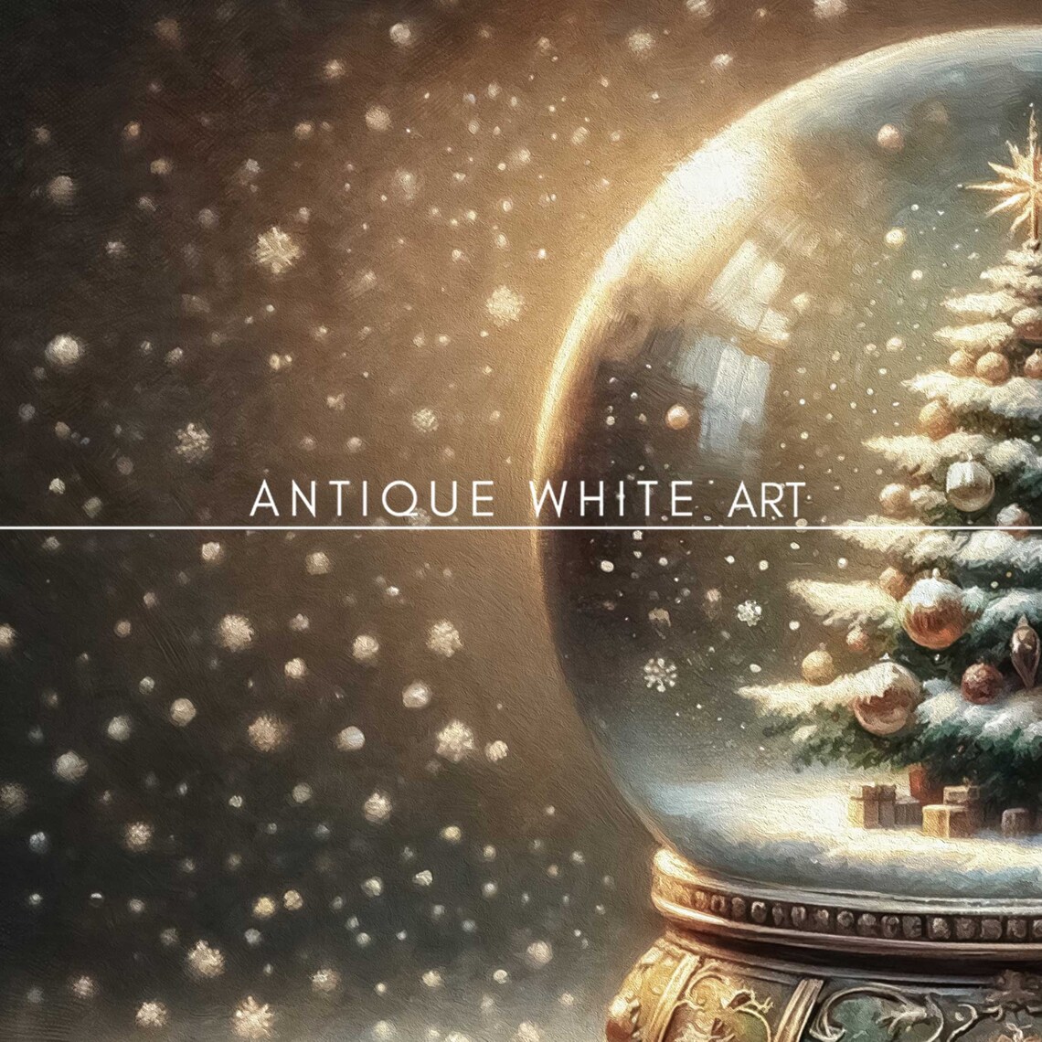 Snowglobe Christmas Tree Farmhouse Art Print - Image 3