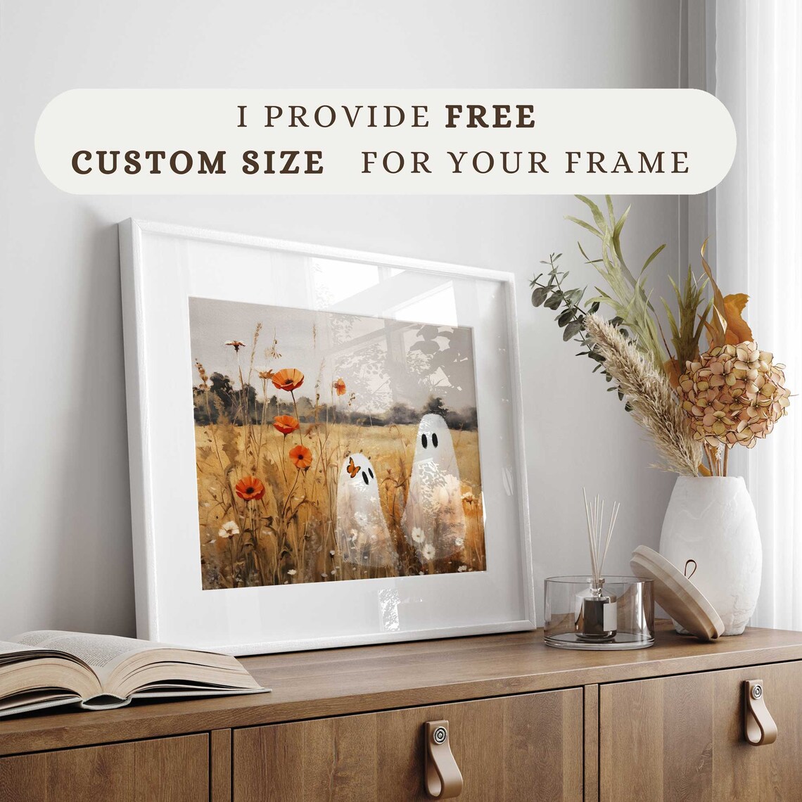 Ghosts in Wildflower Field, Vintage Autumn Landscape - Image 2