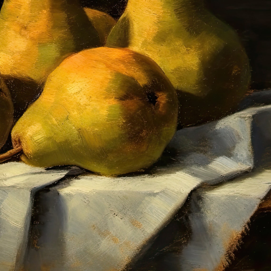 Golden Pear Still Life On Draped Cloth Moody Vintage Kitchen Poster - Image 3