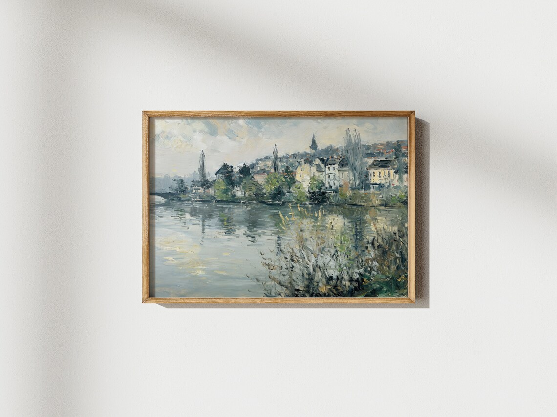 European Riverside Old Town Impressionist Style Oil Painting Travel Poster - Image 4