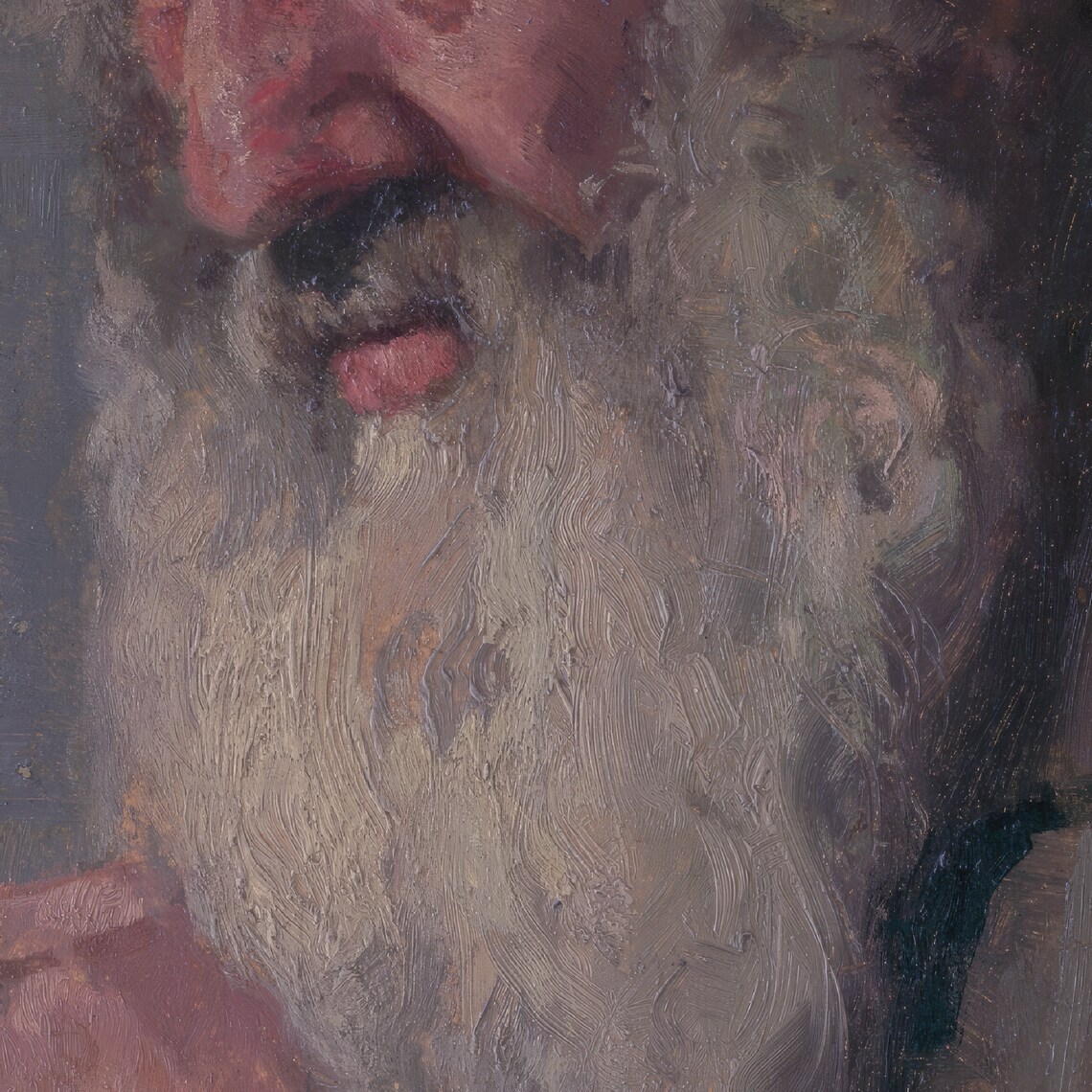 Portrait Of Bearded Old Man With Walking Stick Moody Vintage Art Poster - Image 3