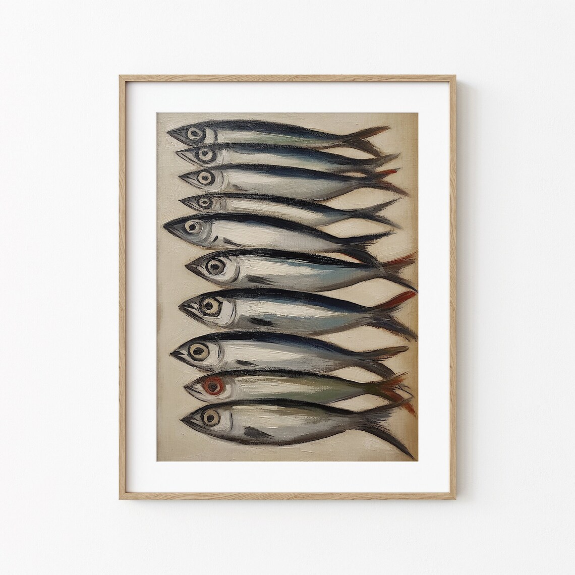 Sardines Painting Still Life Fish Painting Sardines Print Fish Restaurant Wall Decor Rustic Animal Kitchen Wall Art - Image 3