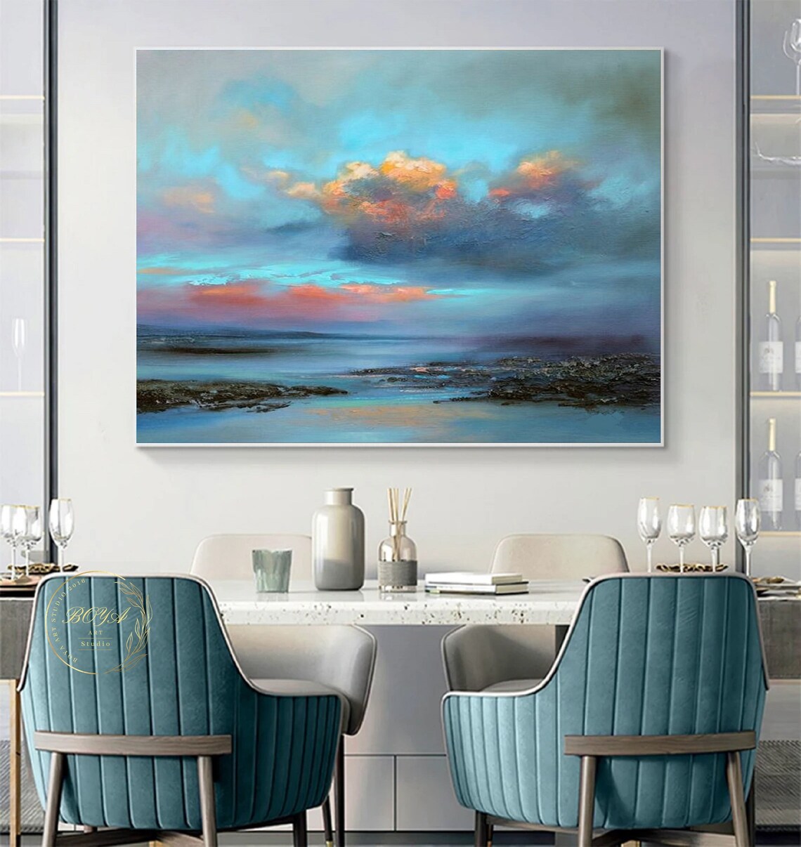 Original Cloud Abstract, Blue Sea Seascape Art Print - Image 5