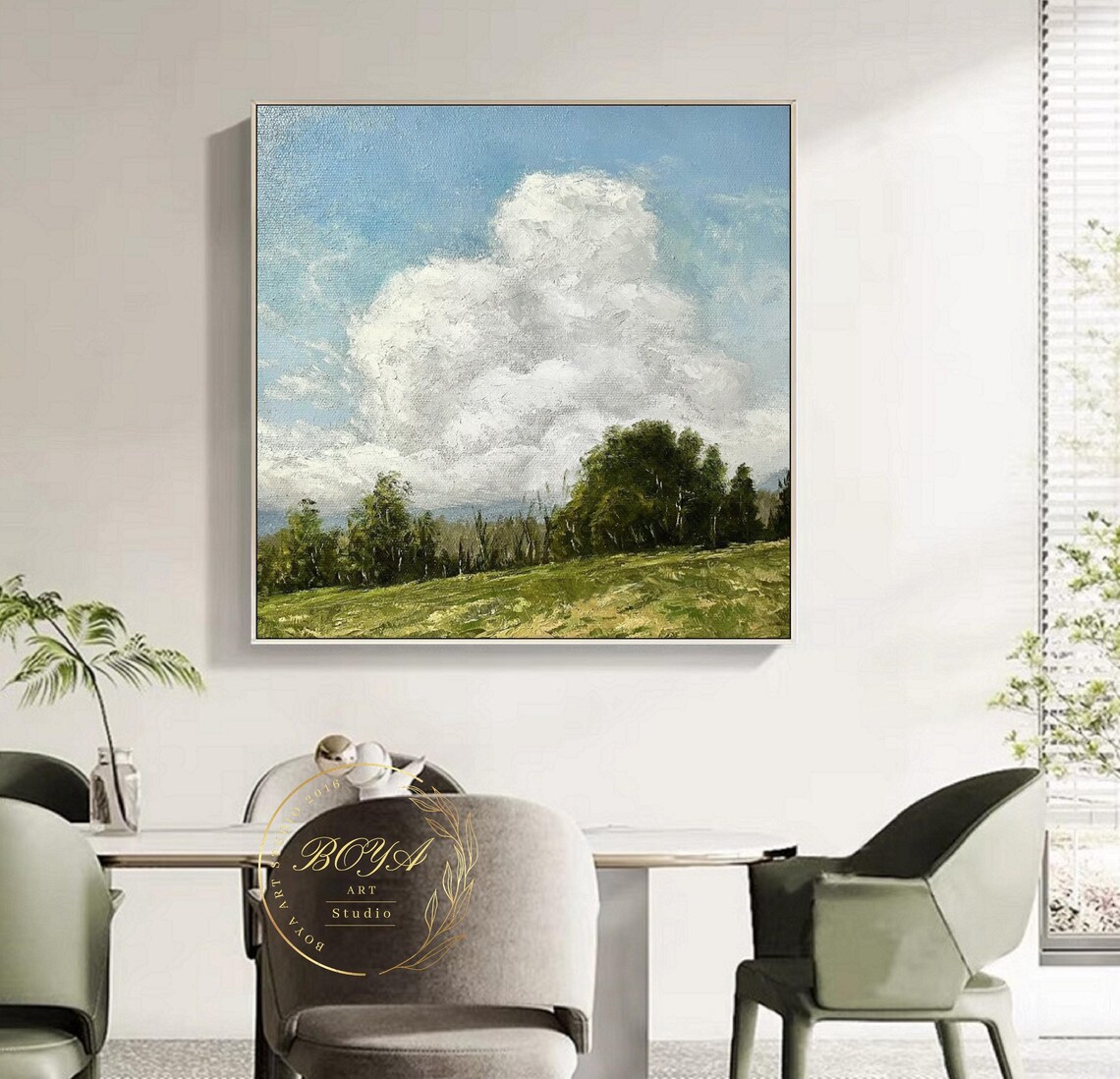 Cloudy Sky Abstract Painting, Wall Art Print - Image 4