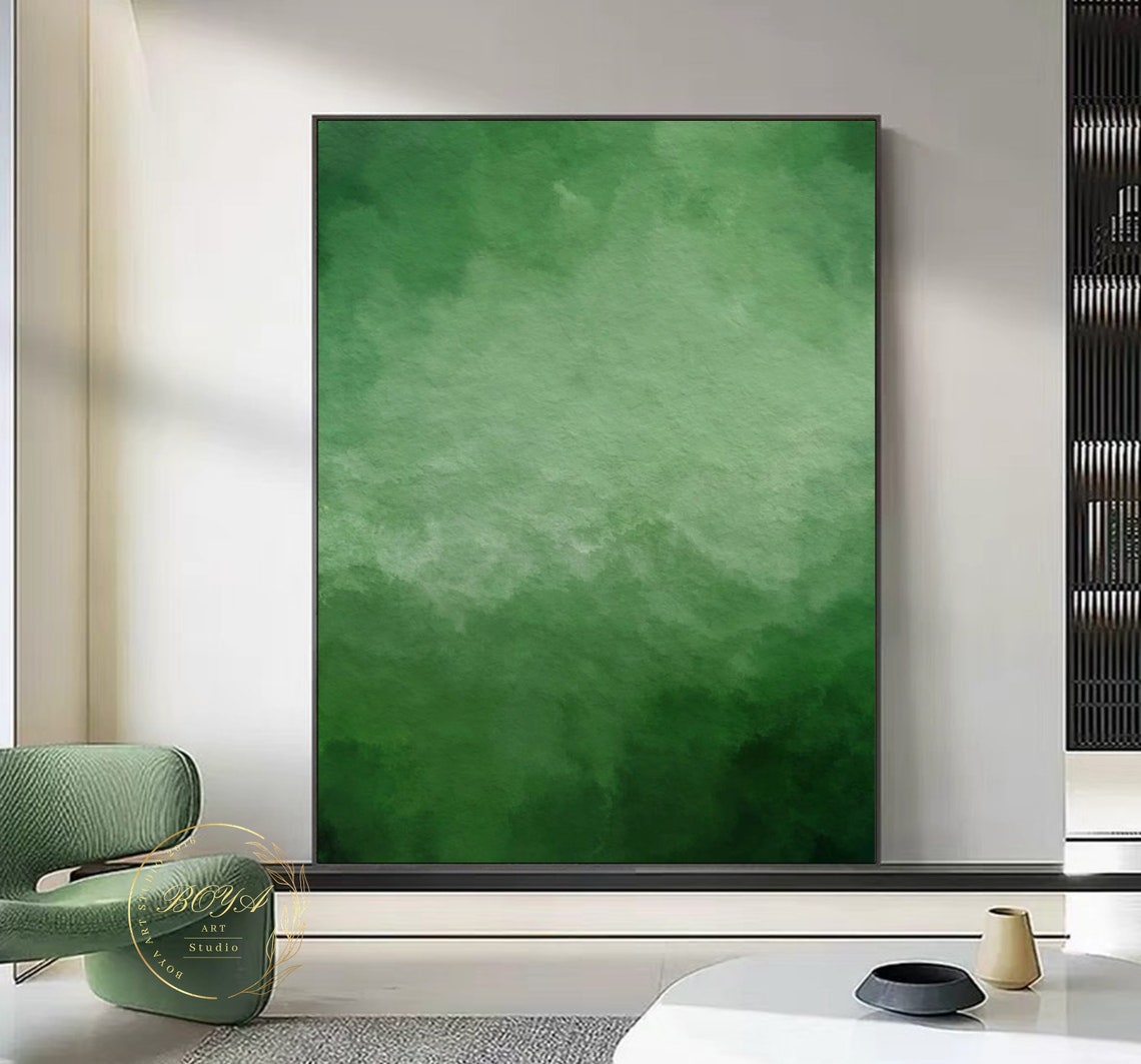 Soothing Green Watercolor Gradient Soft Minimalist Art Poster - Image 3