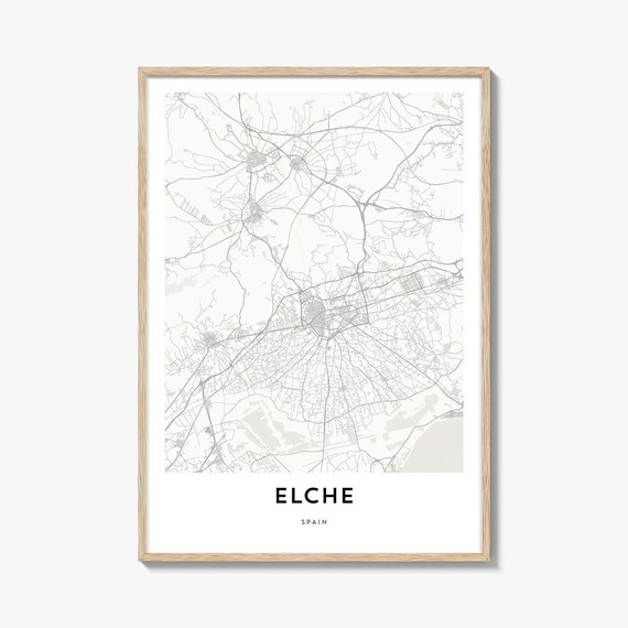 Elche Spain Minimalist City Street Map Costa Blanca Travel Poster