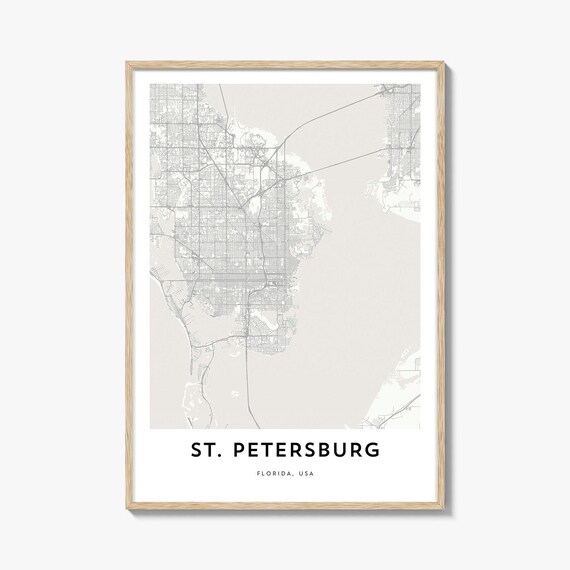 St Petersburg Florida Minimalist City Street Map Poster Decor