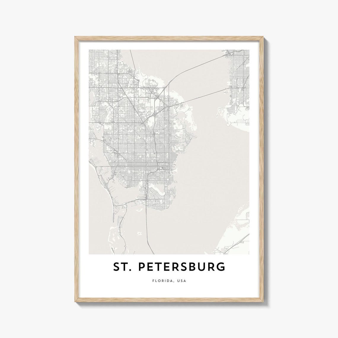 St Petersburg Florida Minimalist City Street Map Poster Decor