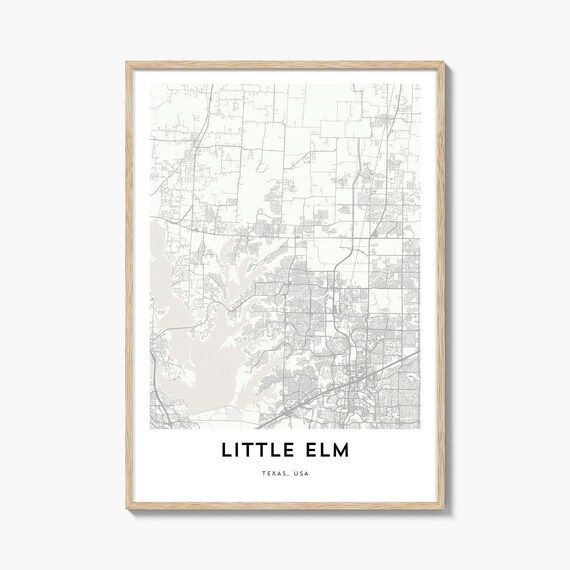 Little Elm Texas USA City Street Map Minimalist Line Art Poster