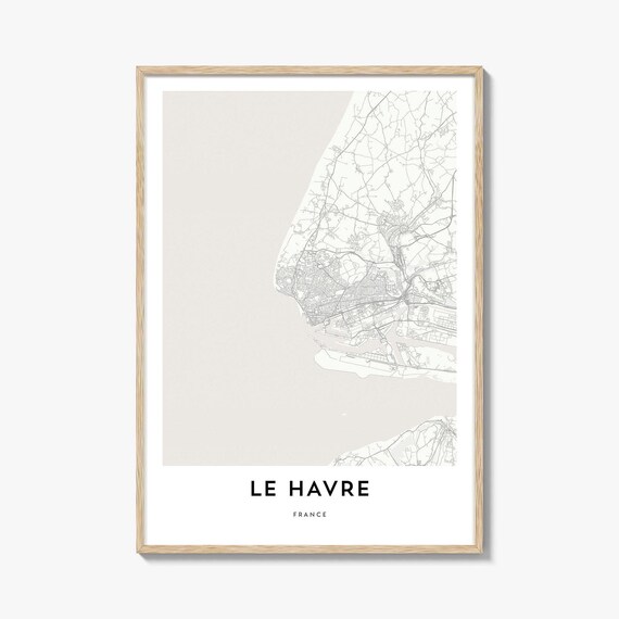 Minimalist Le Havre France City Map Poster in Black and White