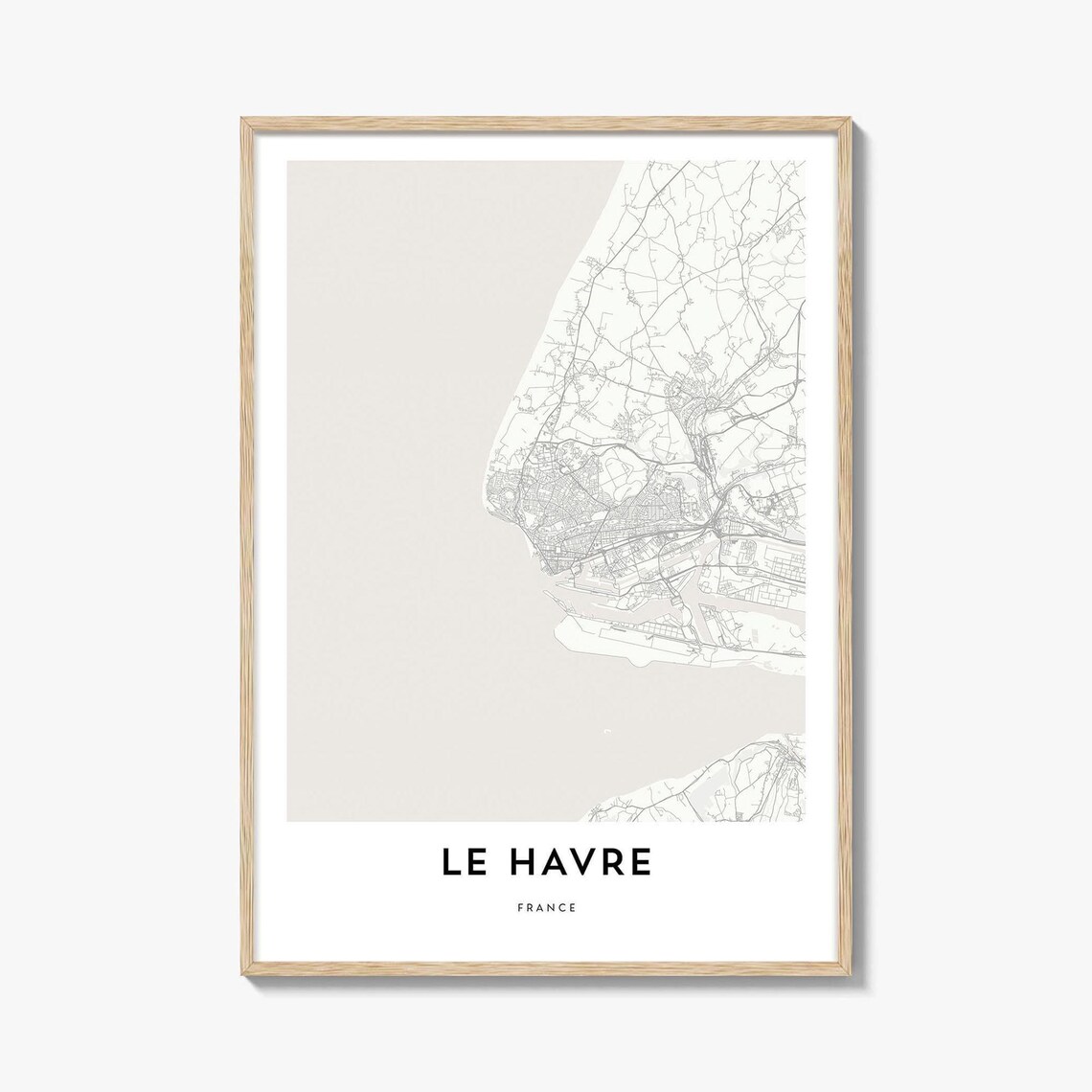 Minimalist Le Havre France City Map Poster in Black and White