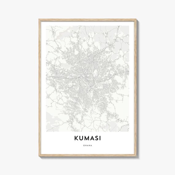 Kumasi Ghana Minimal Line Street Map City Art Poster Decor Gift