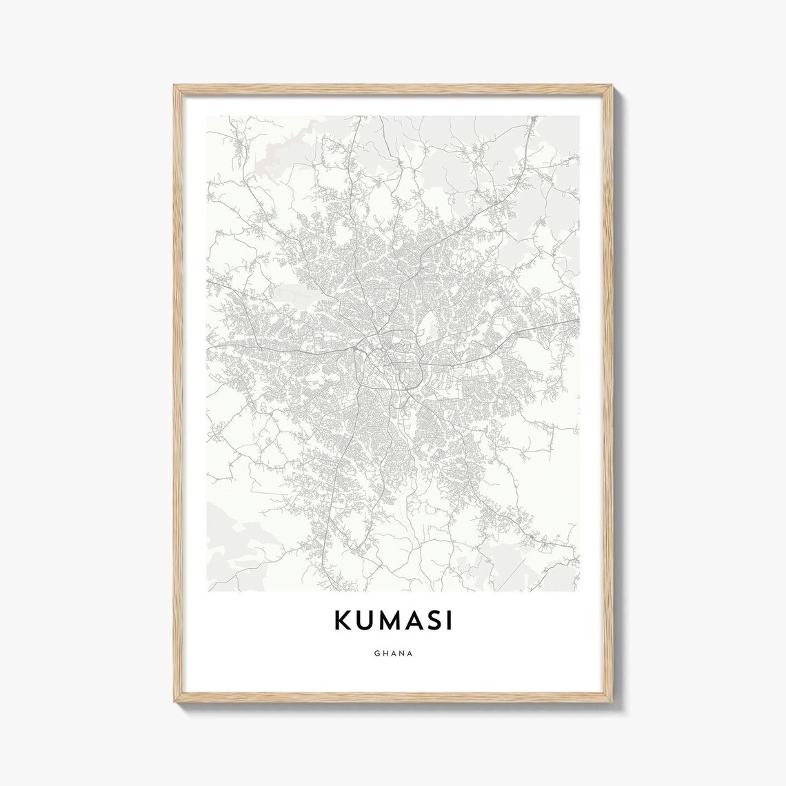 Kumasi Ghana Minimal Line Street Map City Art Poster Decor Gift