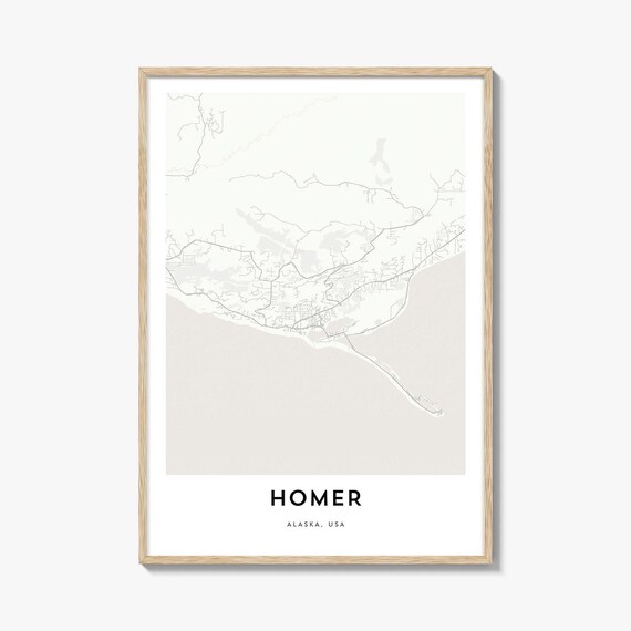 Homer Alaska USA Minimalist Coastal Street Map City Travel Art Poster
