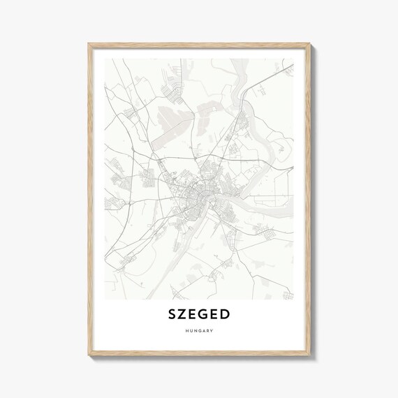 Szeged Hungary Minimalist Cream City Map Poster for Home Decor