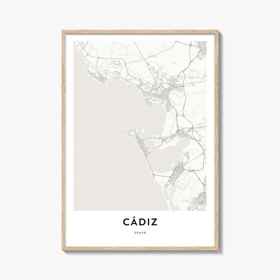 Cadiz Spain Minimalist Coastal Bay Side City Map Line Art Poster