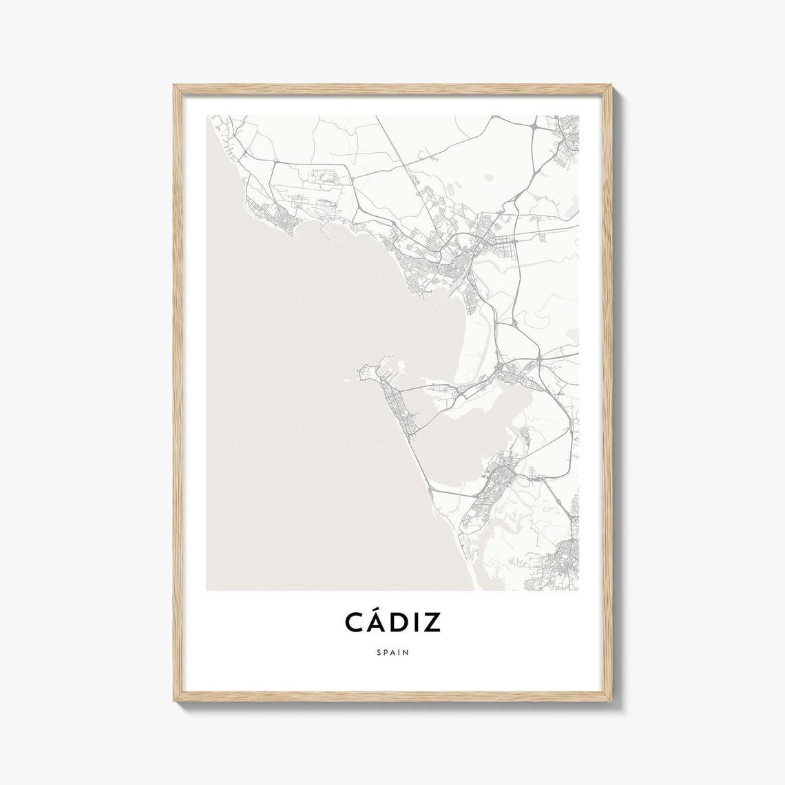 Cadiz Spain Minimalist Coastal Bay Side City Map Line Art Poster