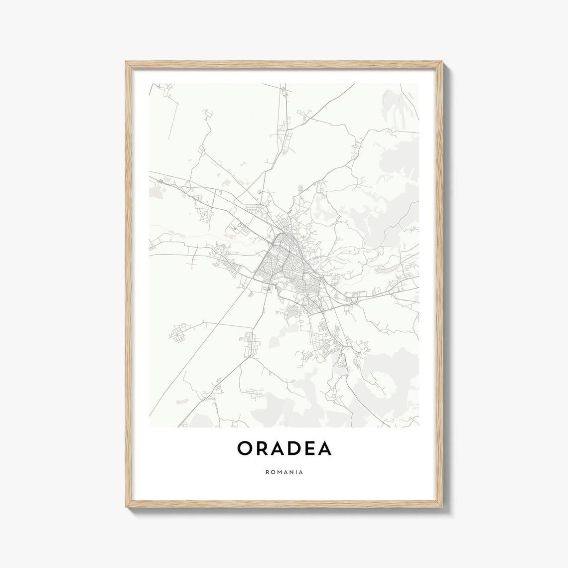 Oradea Romania Elegant Minimalist City Street Map Art Poster