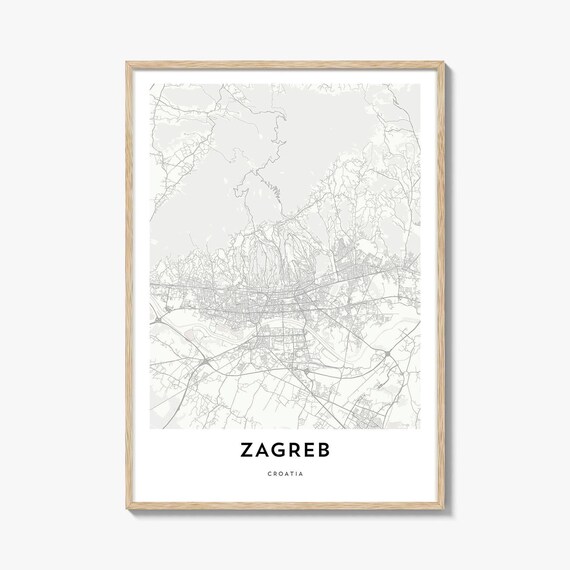 Zagreb Croatia Minimalist City Map Street Art Print Home Decor